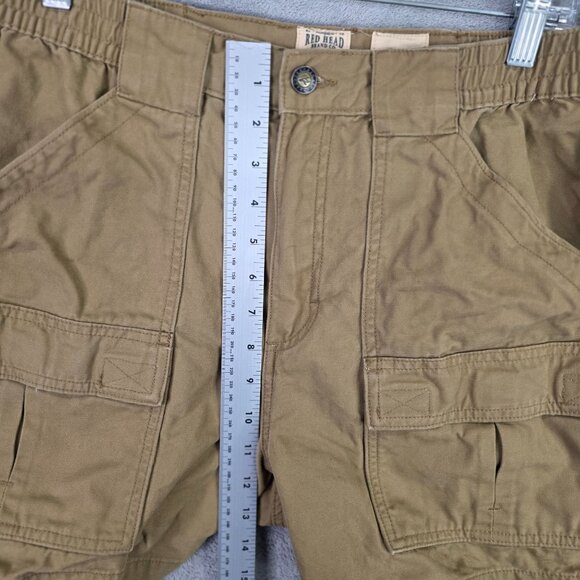 Mens Red Head Tan Cargo Shorts 100% Cotton Elastic Waist Utility Pockets Size 36 - Picture 4 of 9